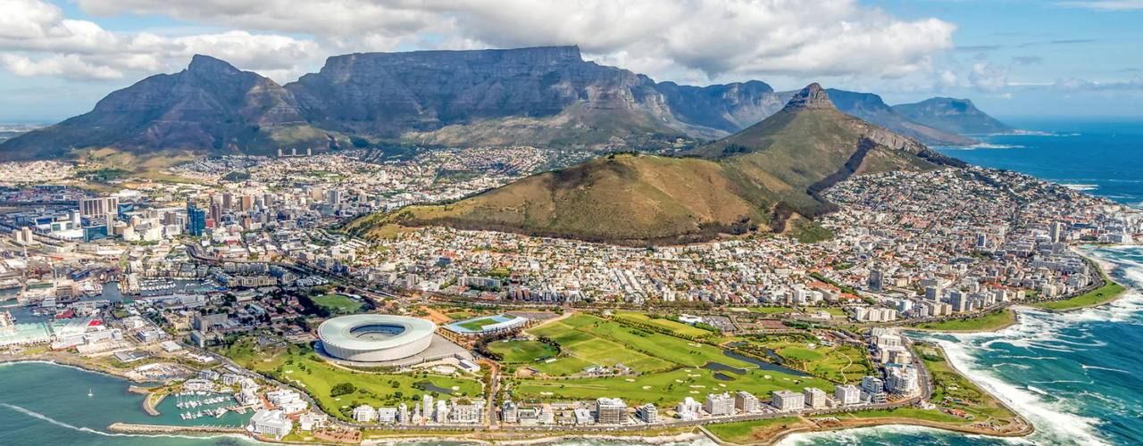Cape Town Table Mountain South Africa aerial ocean view