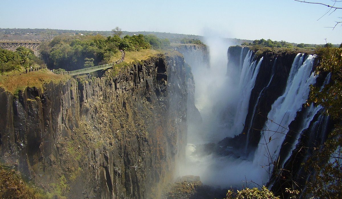 Victoria Falls Zimbabwe dramatic aerial waterfall Zambezi River